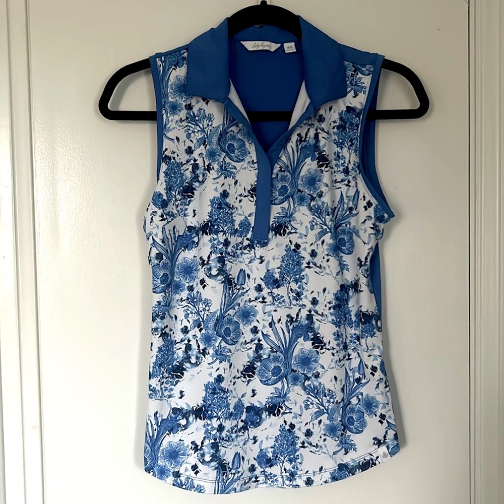 Lady Hagen ladies golf shirt, XS, sleeveless blue floral